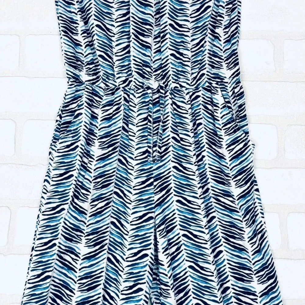 Old Navy Girls Blue White Zebra Print Short Sleeve Jumpsuit Size L 10-12